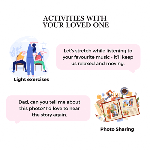 Activities with your loved one - light exercises, photo sharing