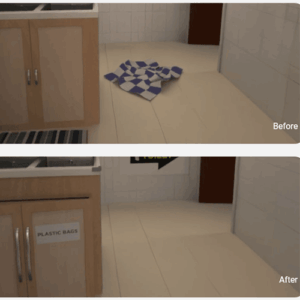Remove rugs and wires on the floor