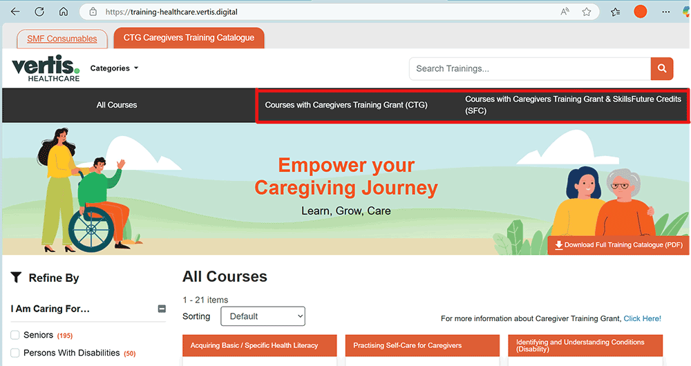 Screenshot - Vertis training home page